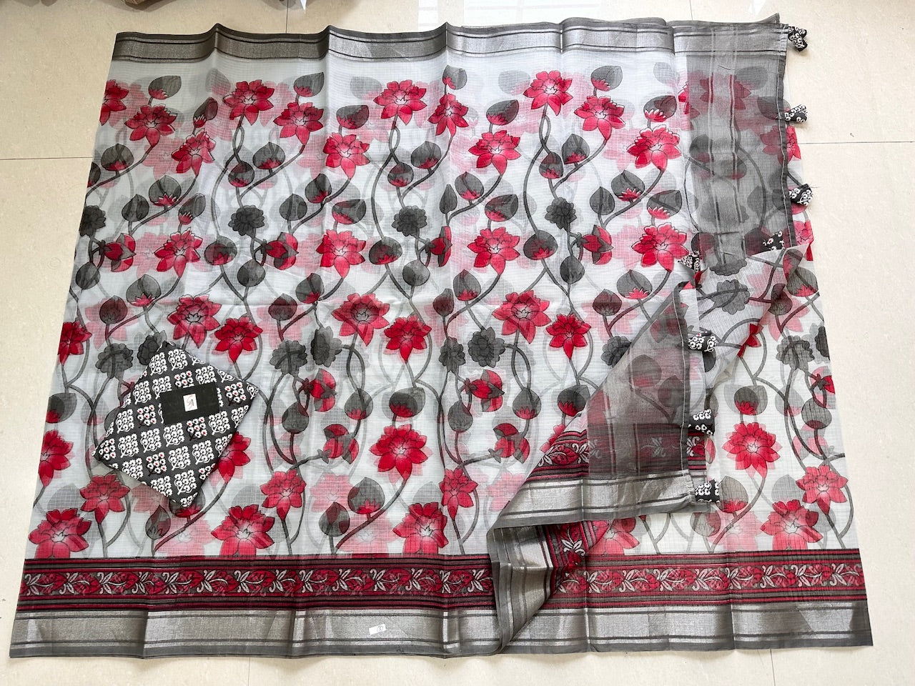 Digital Printed Kota Cotton Doria Saree