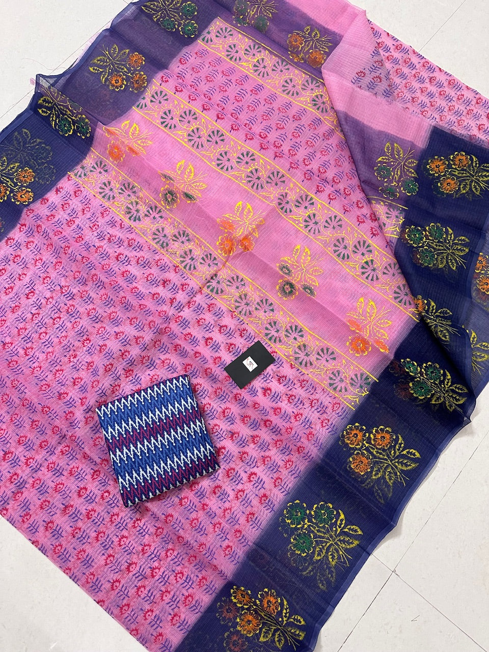 HandBlock Printed Kota Cotton Doria Saree