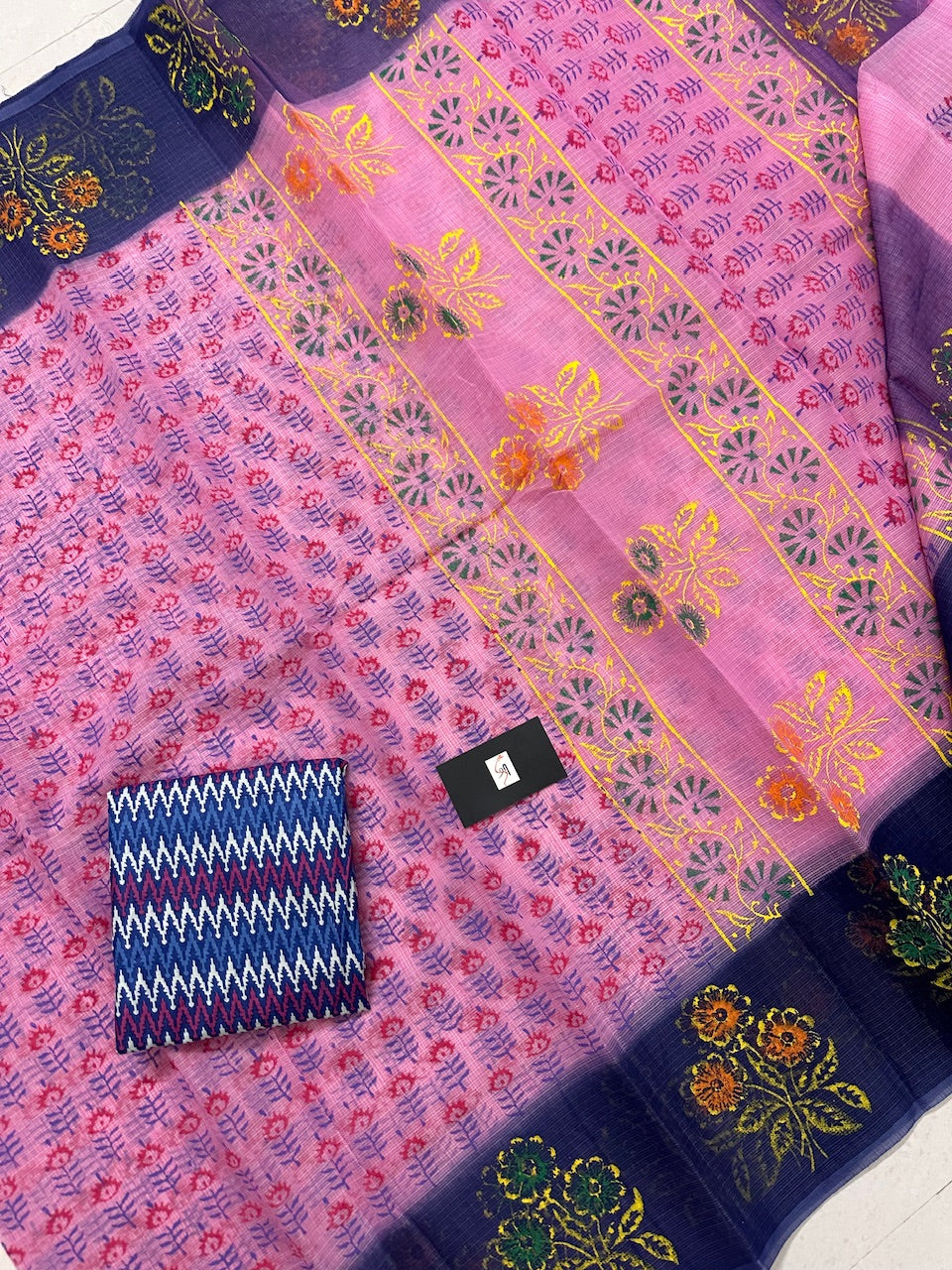 HandBlock Printed Kota Cotton Doria Saree