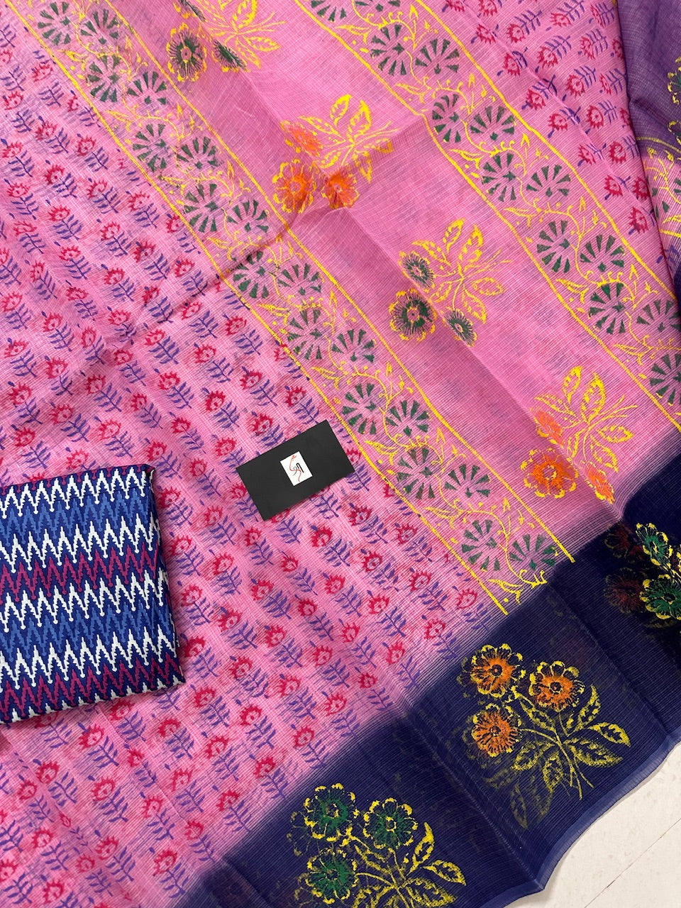 HandBlock Printed Kota Cotton Doria Saree