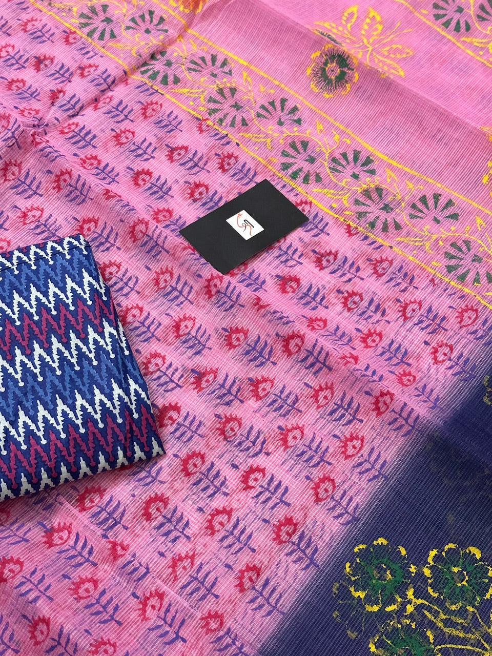 HandBlock Printed Kota Cotton Doria Saree