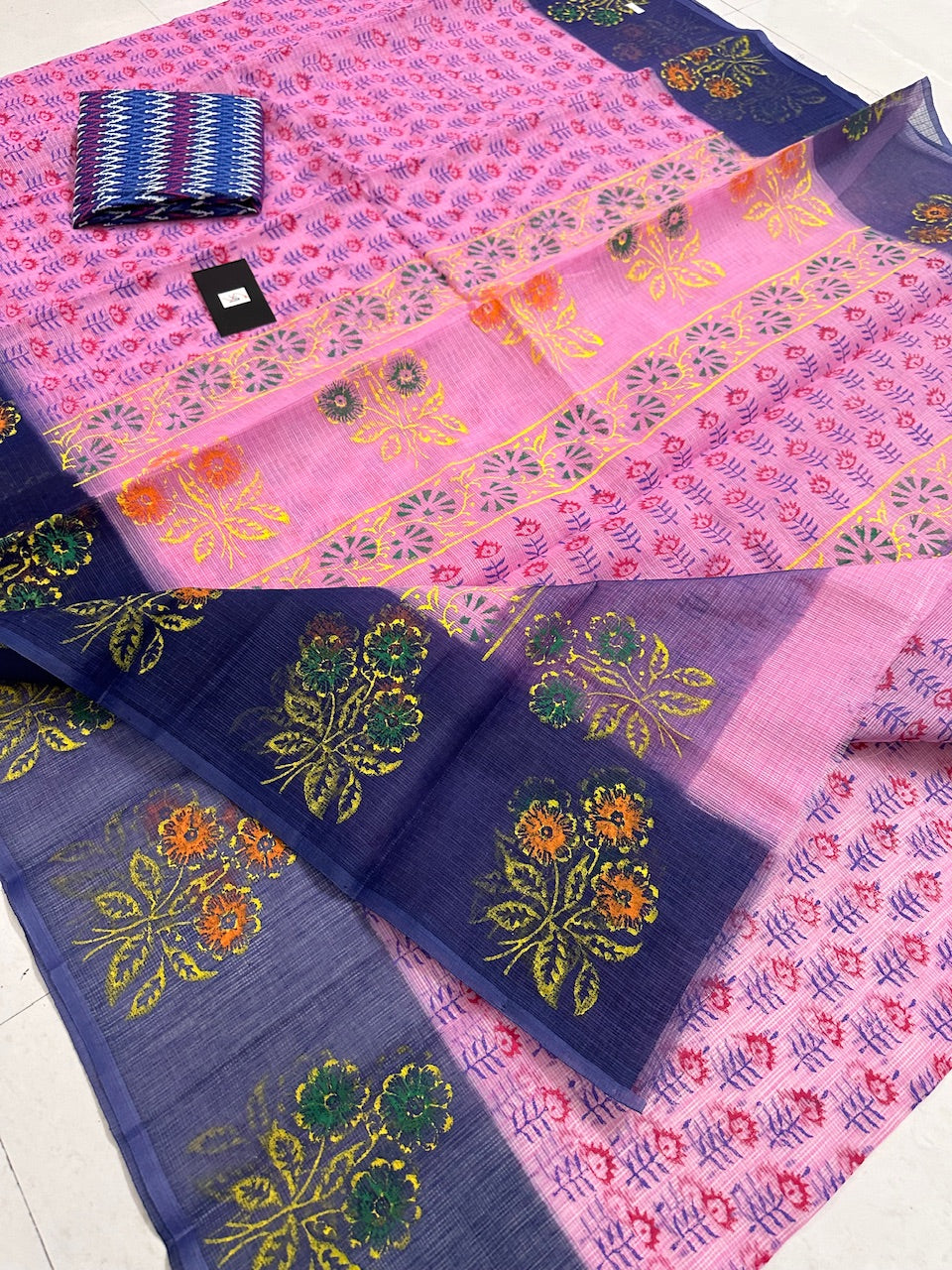 HandBlock Printed Kota Cotton Doria Saree