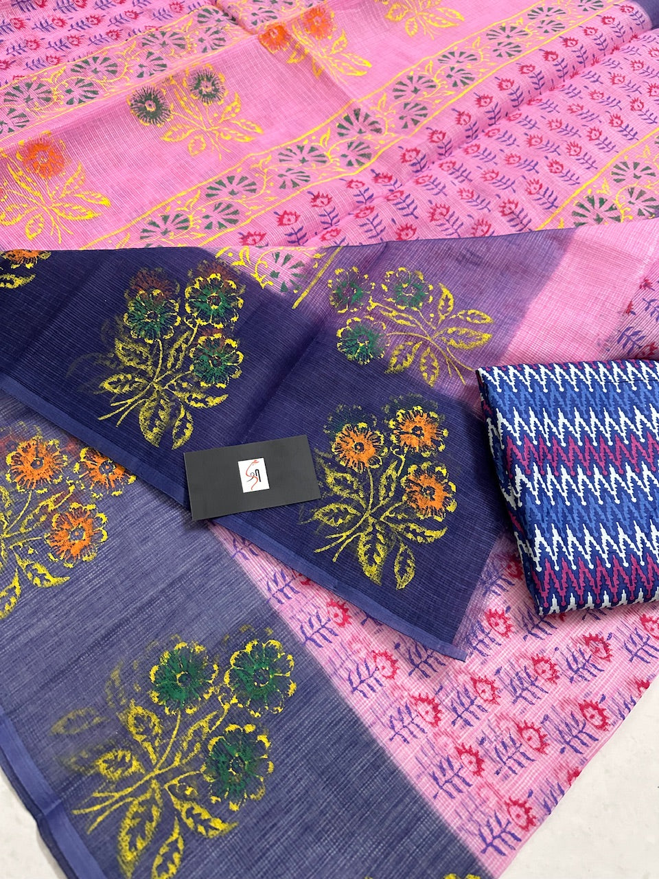 HandBlock Printed Kota Cotton Doria Saree