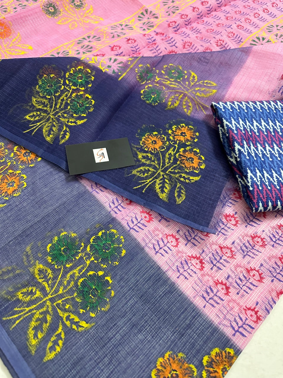 HandBlock Printed Kota Cotton Doria Saree