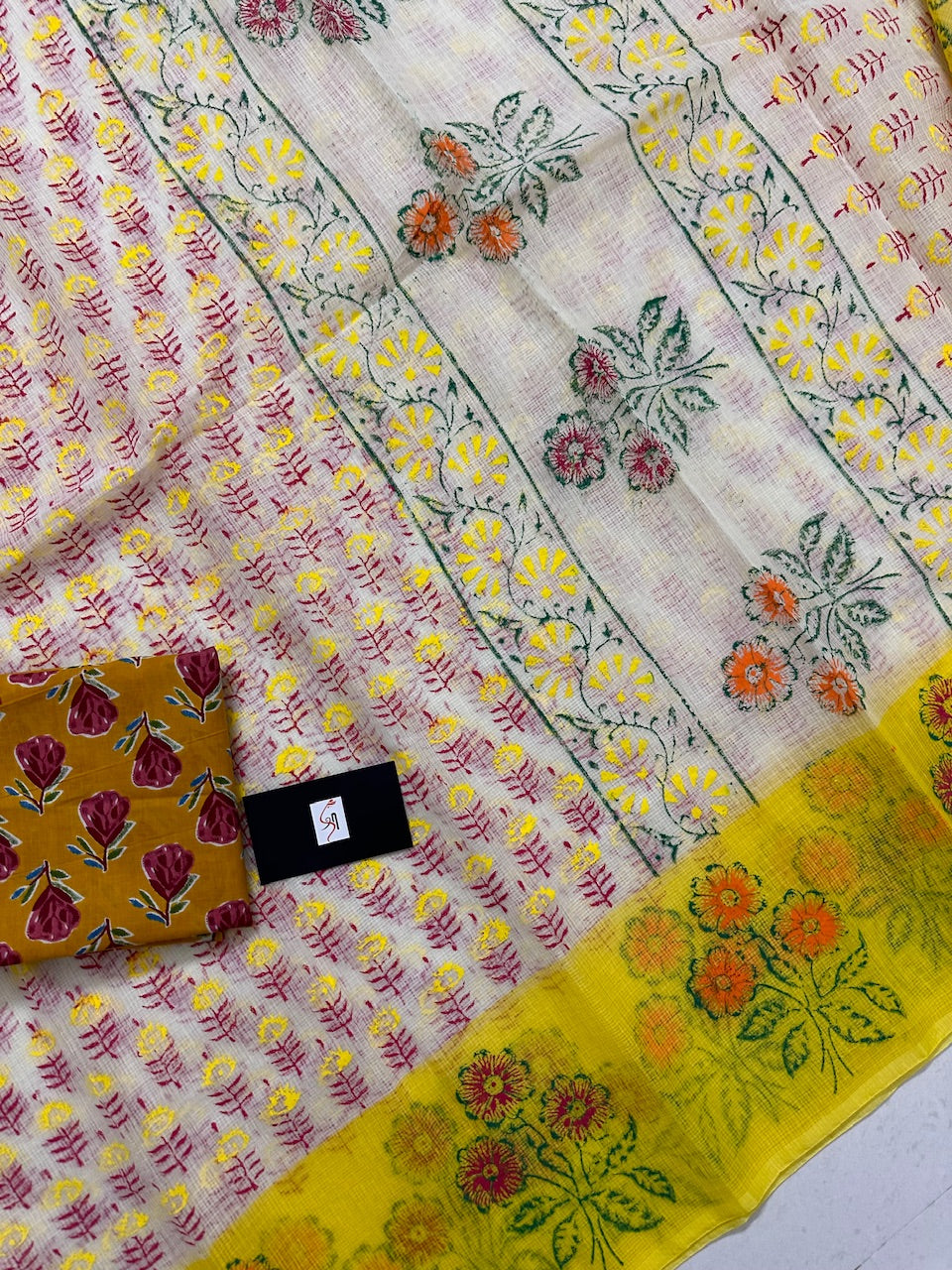 HandBlock Printed Kota Cotton Doria Saree