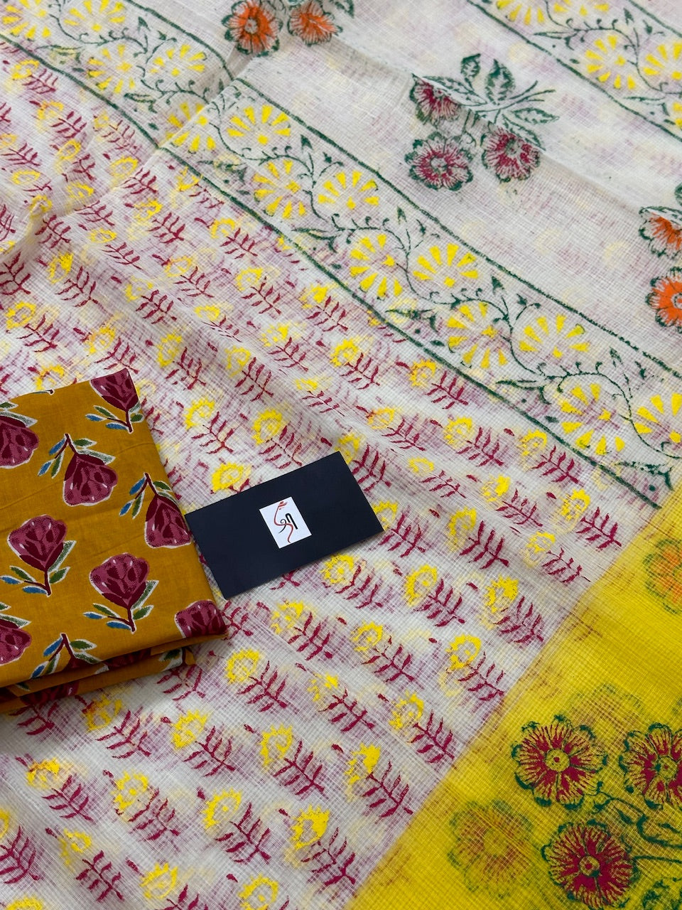 HandBlock Printed Kota Cotton Doria Saree