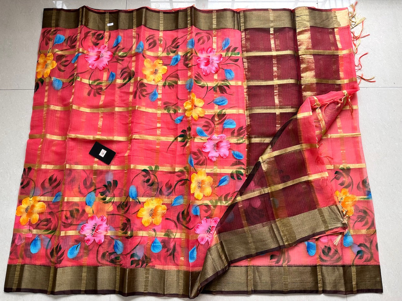 Handpainted Kota Cotton Doria Saree