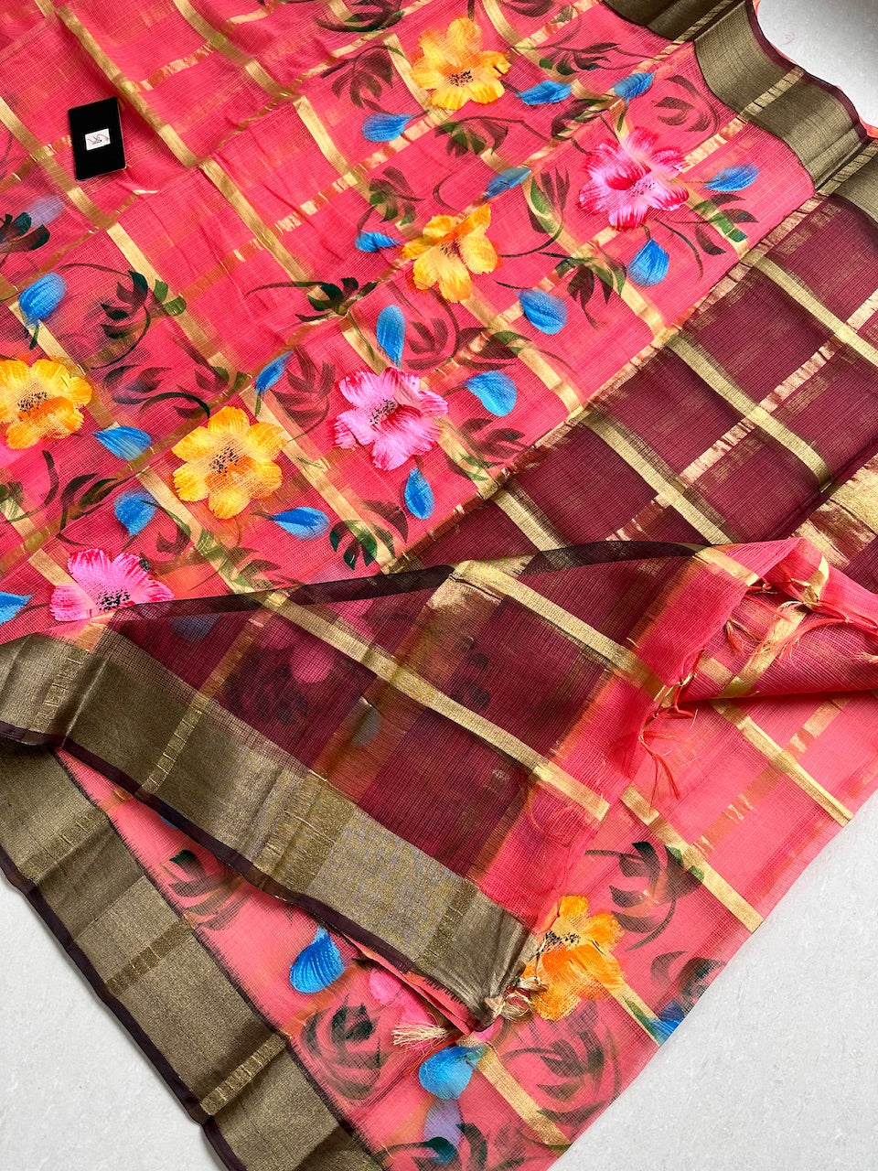 Handpainted Kota Cotton Doria Saree