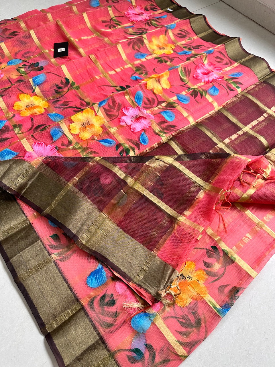 Handpainted Kota Cotton Doria Saree