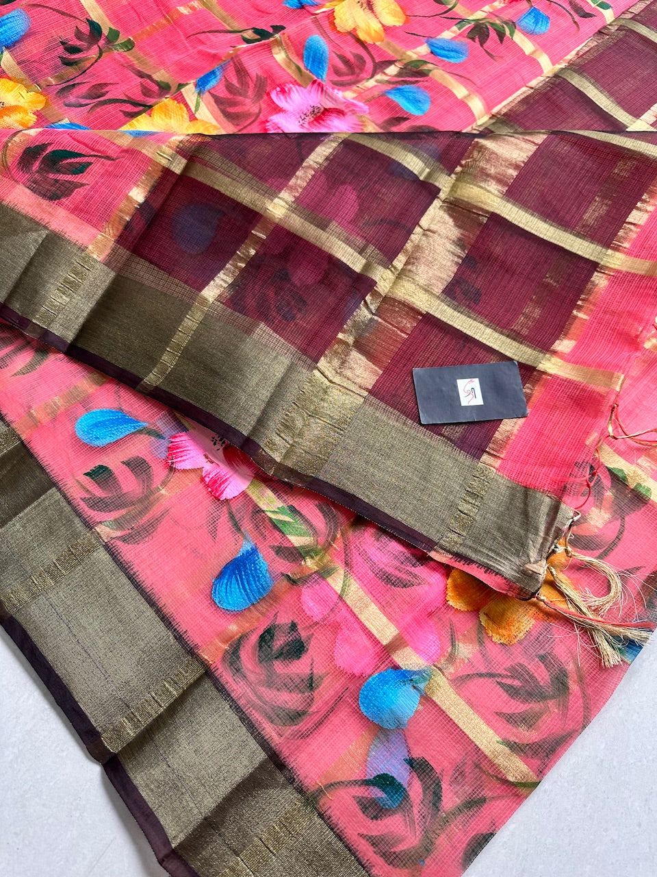 Handpainted Kota Cotton Doria Saree