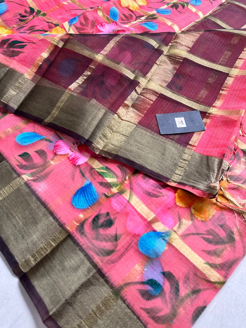 Handpainted Kota Cotton Doria Saree