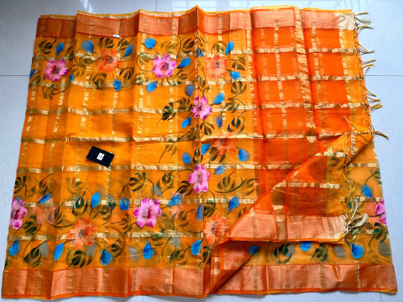 Handpainted Kota Cotton Doria Saree