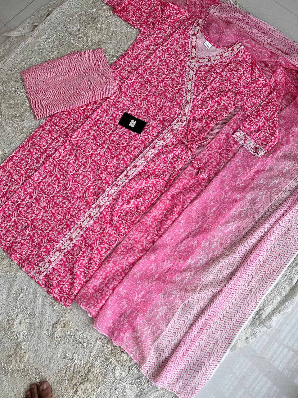 Pure Cotton Kurti n Pant With Dupatta Set