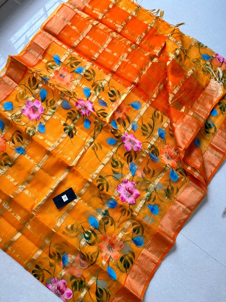 Handpainted Kota Cotton Doria Saree