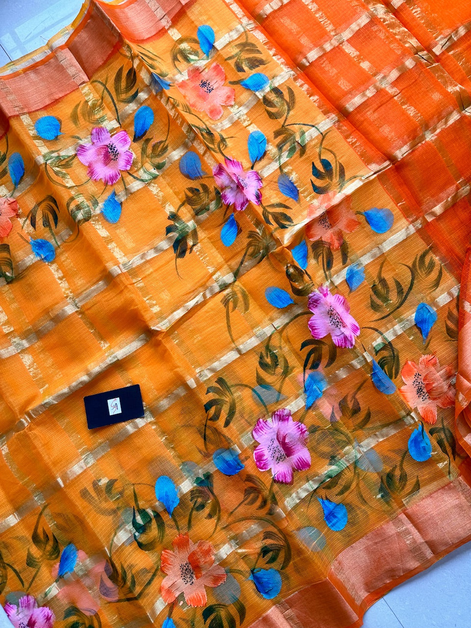 Handpainted Kota Cotton Doria Saree