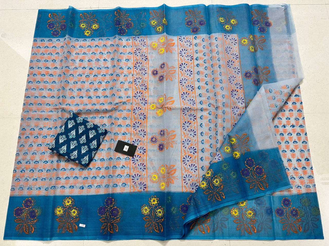 HandBlock Printed Kota Cotton Doria Saree