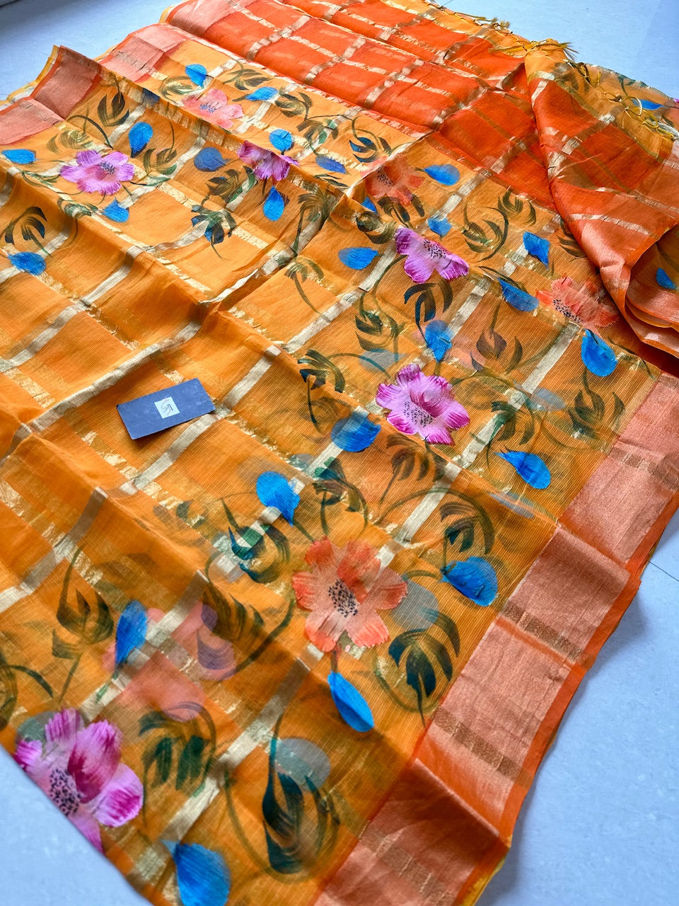 Handpainted Kota Cotton Doria Saree