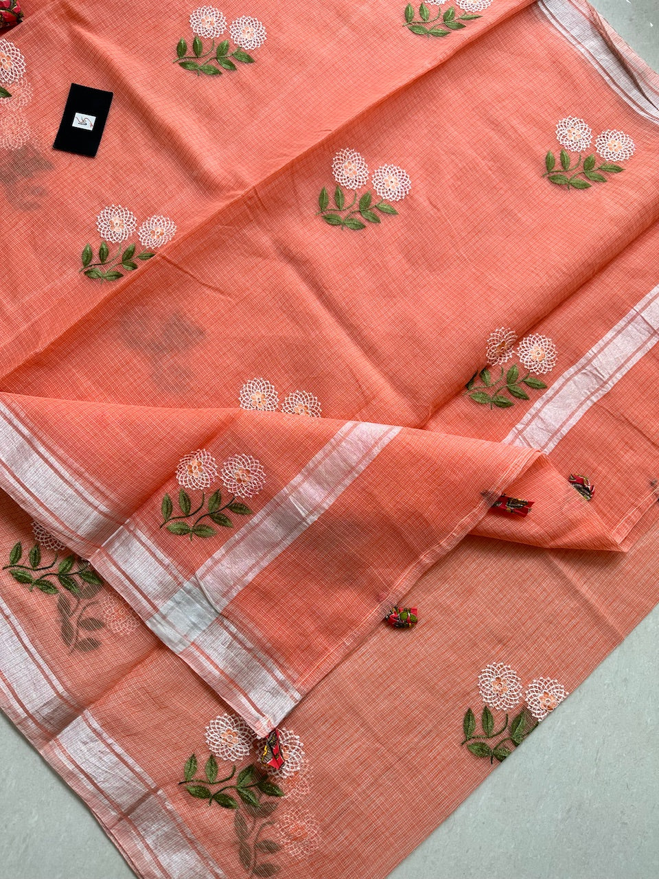 Embroidered Kota Cotton Doria Saree