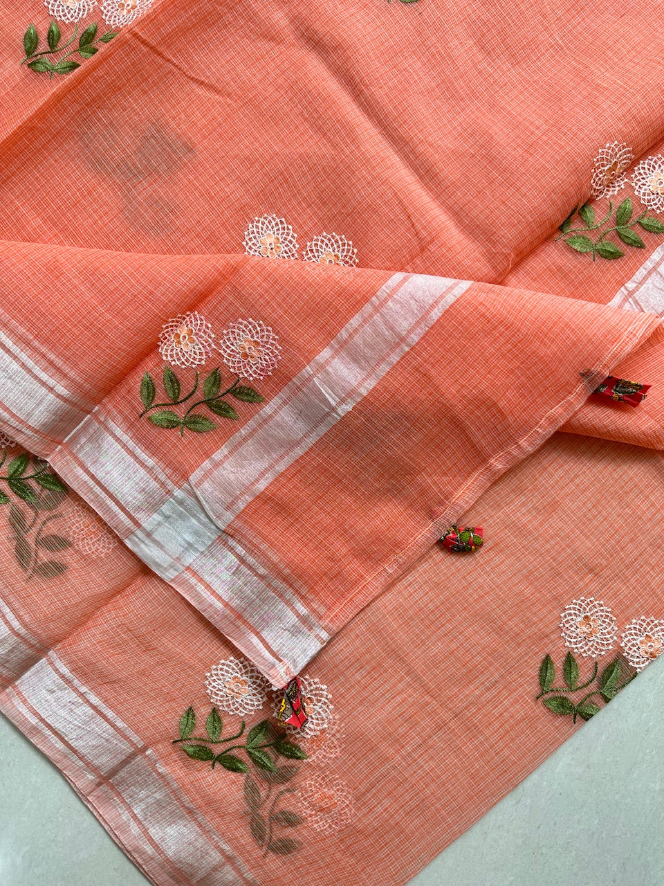 Embroidered Kota Cotton Doria Saree