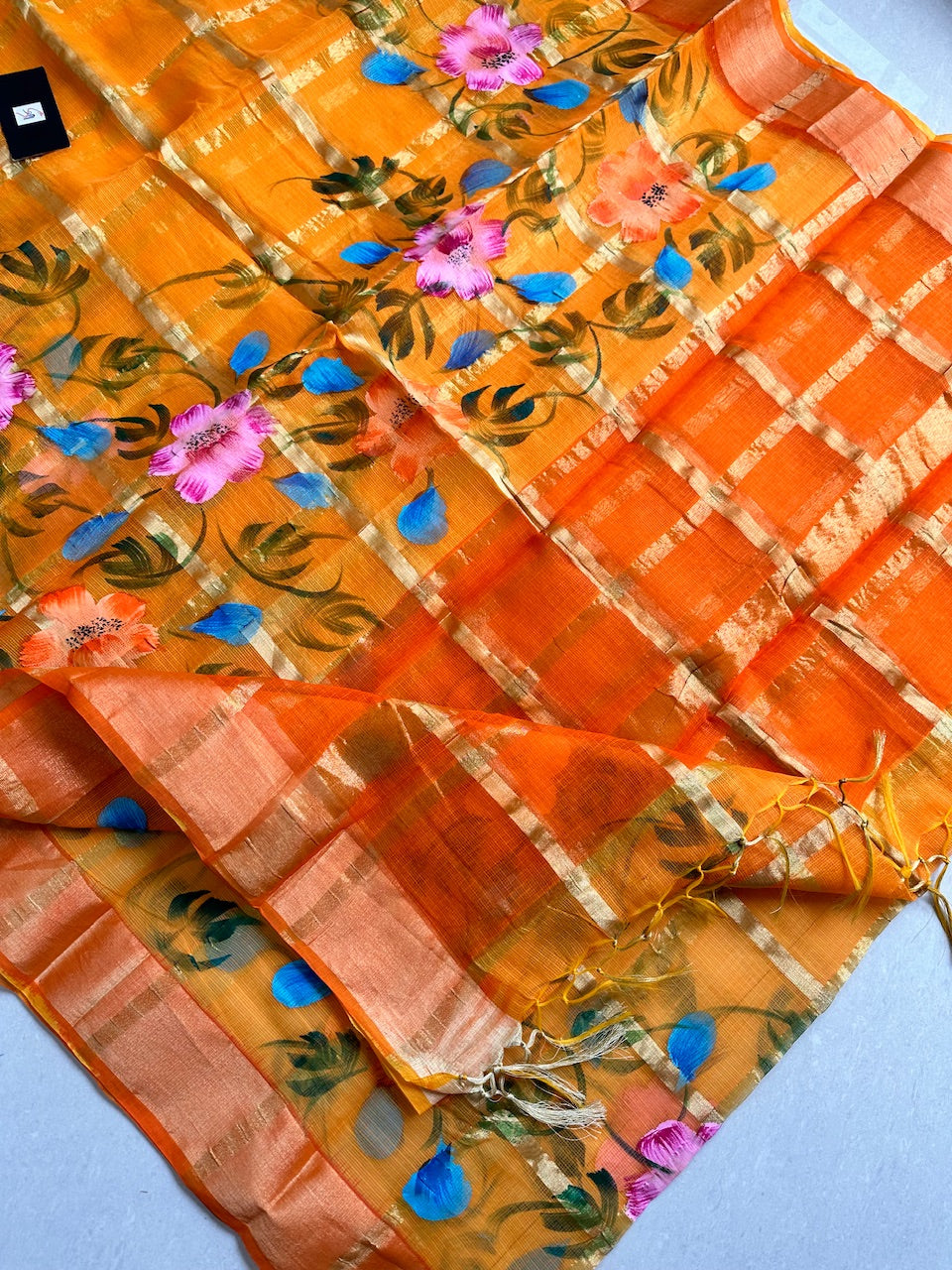 Handpainted Kota Cotton Doria Saree