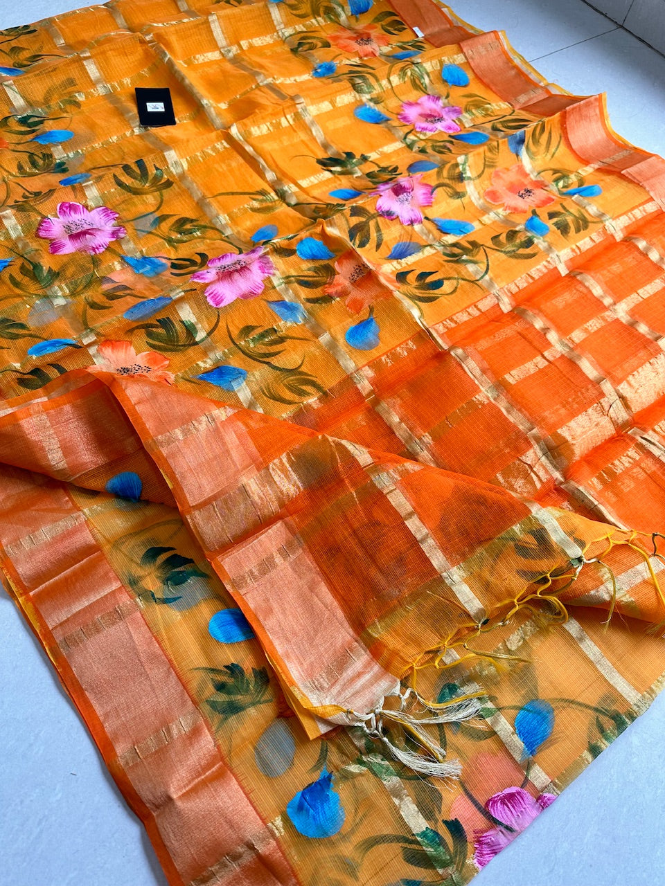 Handpainted Kota Cotton Doria Saree