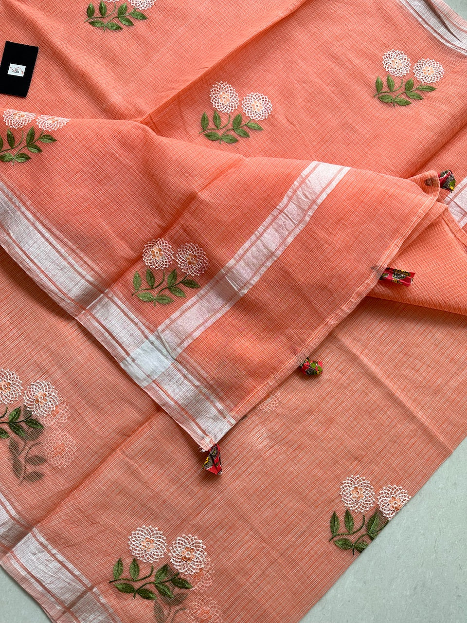 Embroidered Kota Cotton Doria Saree