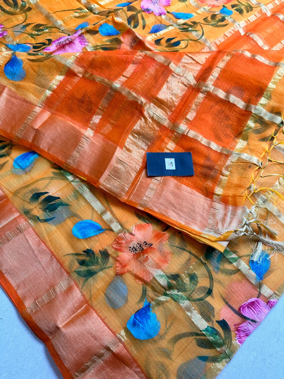 Handpainted Kota Cotton Doria Saree