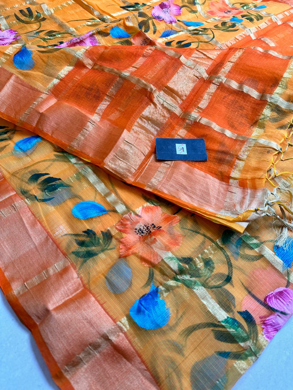 Handpainted Kota Cotton Doria Saree