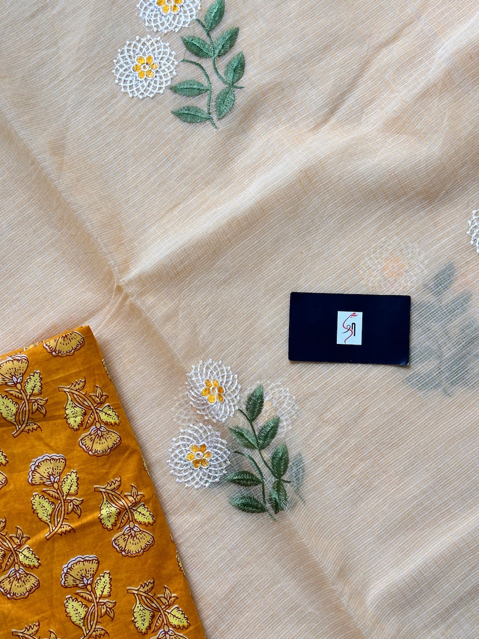 Embroidered Kota Cotton Doria Saree