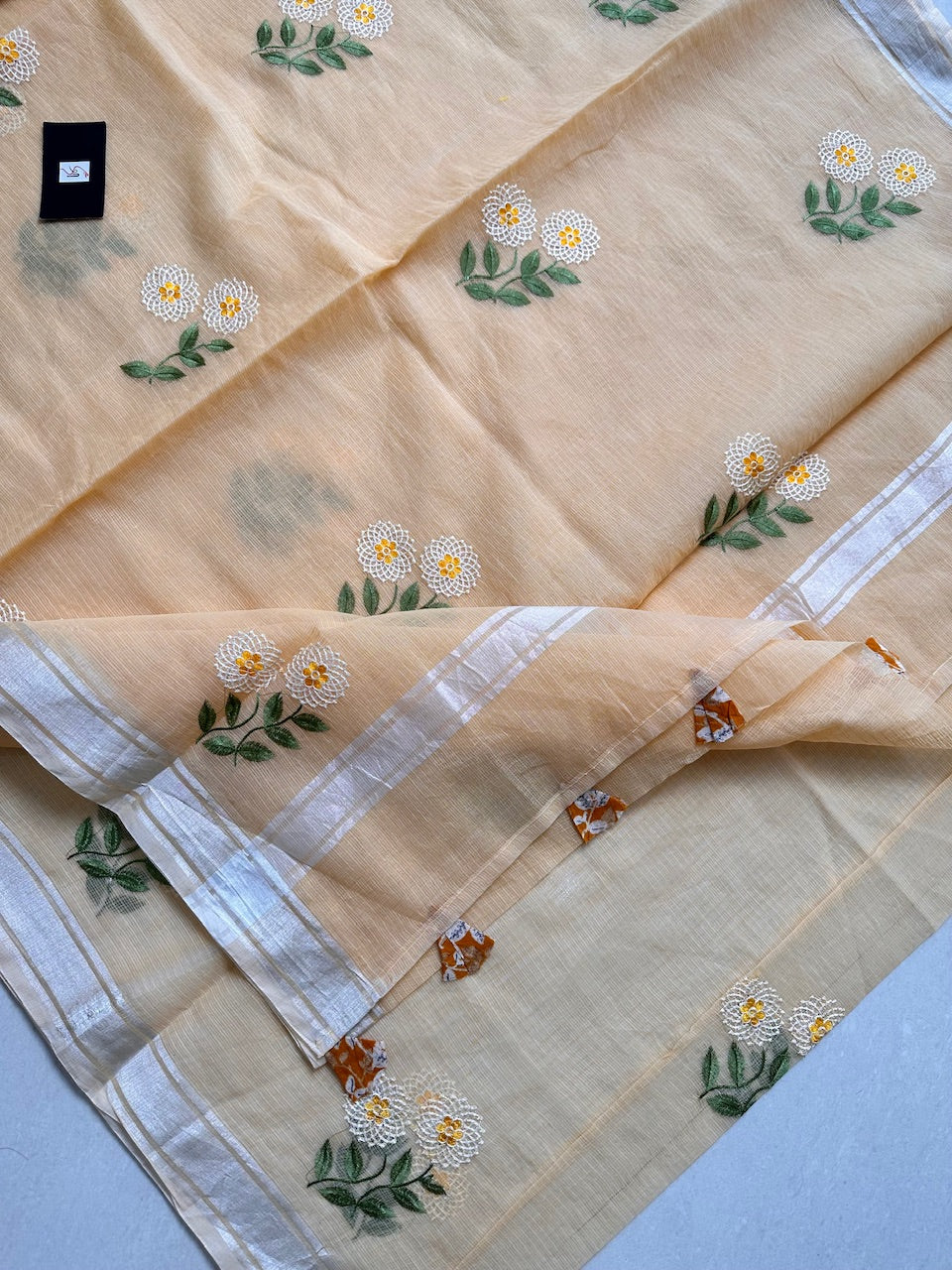 Embroidered Kota Cotton Doria Saree