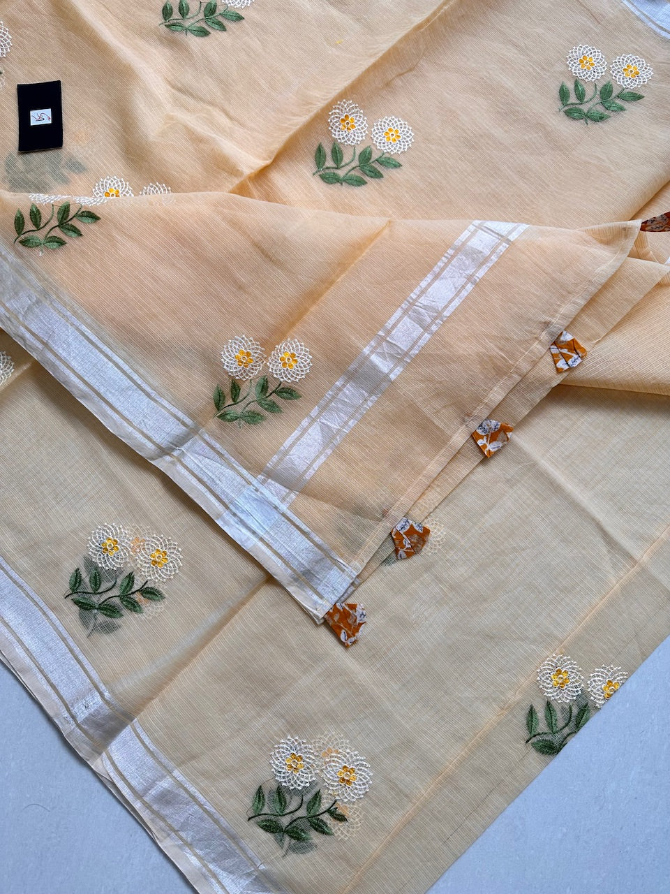 Embroidered Kota Cotton Doria Saree