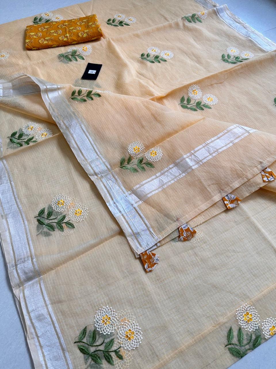 Embroidered Kota Cotton Doria Saree