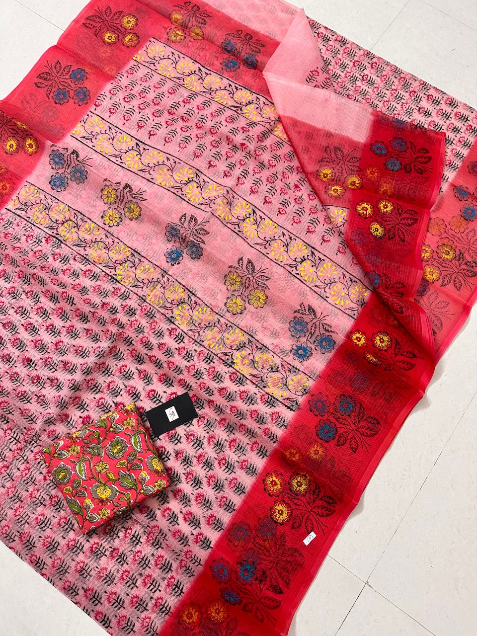 HandBlock Printed Kota Cotton Doria Saree