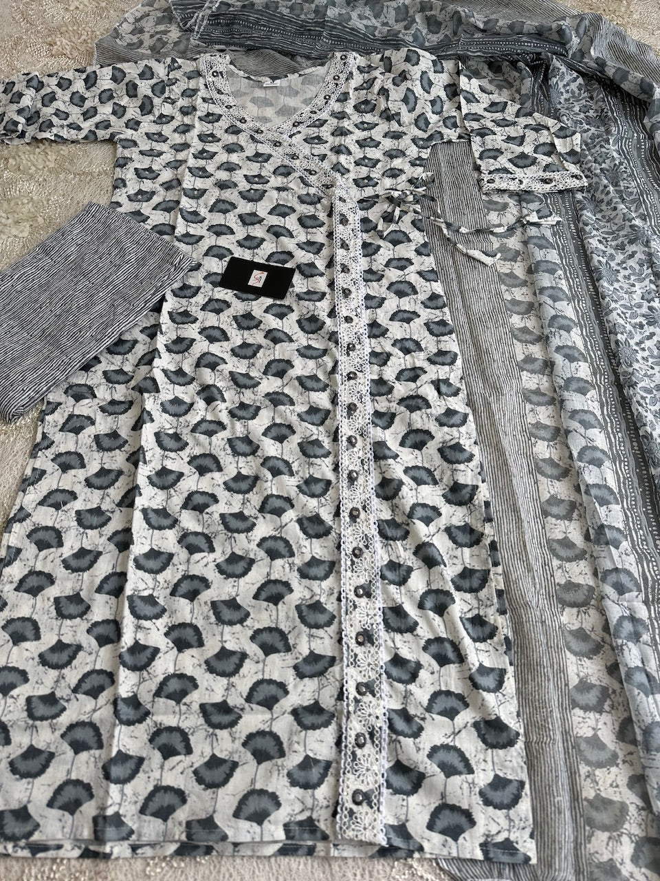 Pure HandBlock Printed Cotton Kurti N Pant with Dupatta