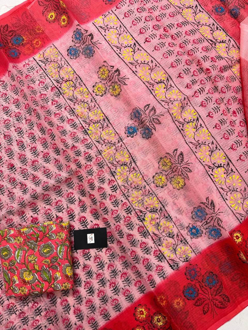 HandBlock Printed Kota Cotton Doria Saree