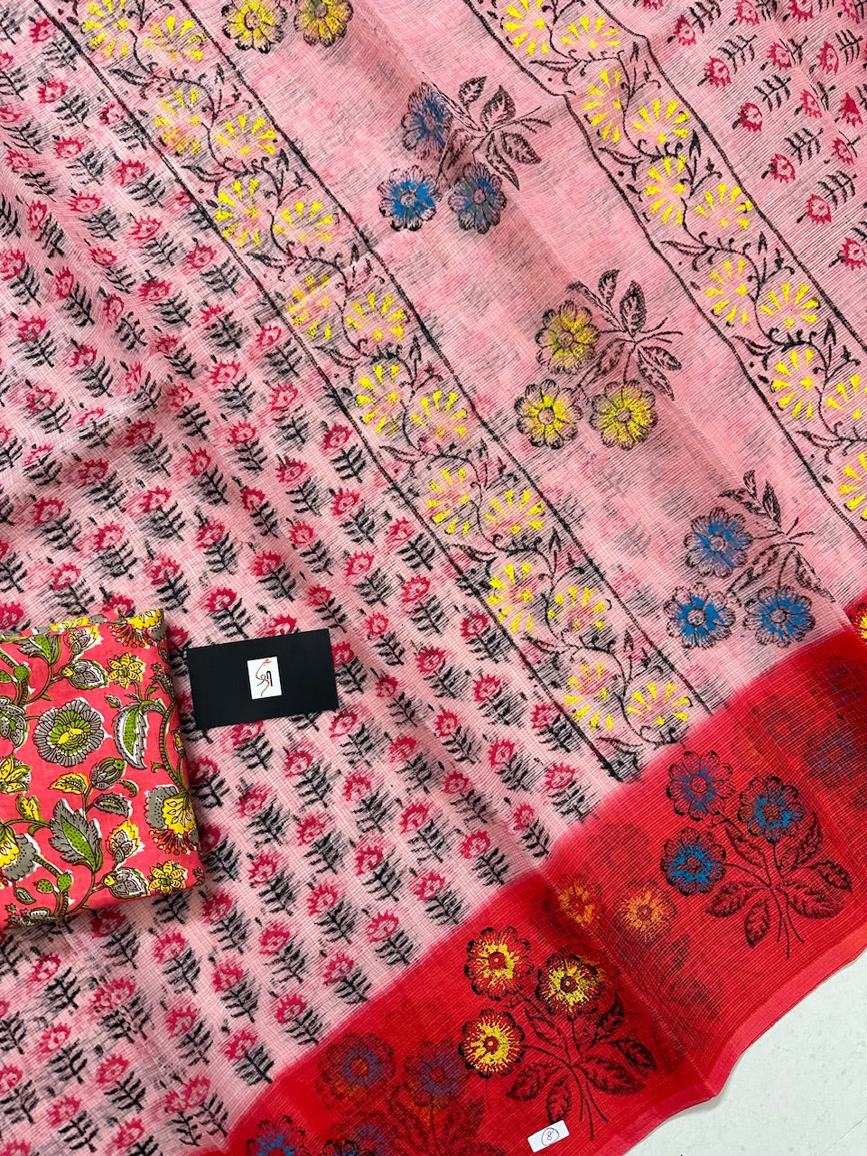 HandBlock Printed Kota Cotton Doria Saree