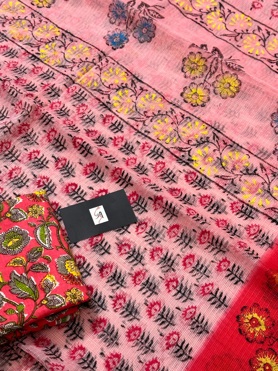 HandBlock Printed Kota Cotton Doria Saree