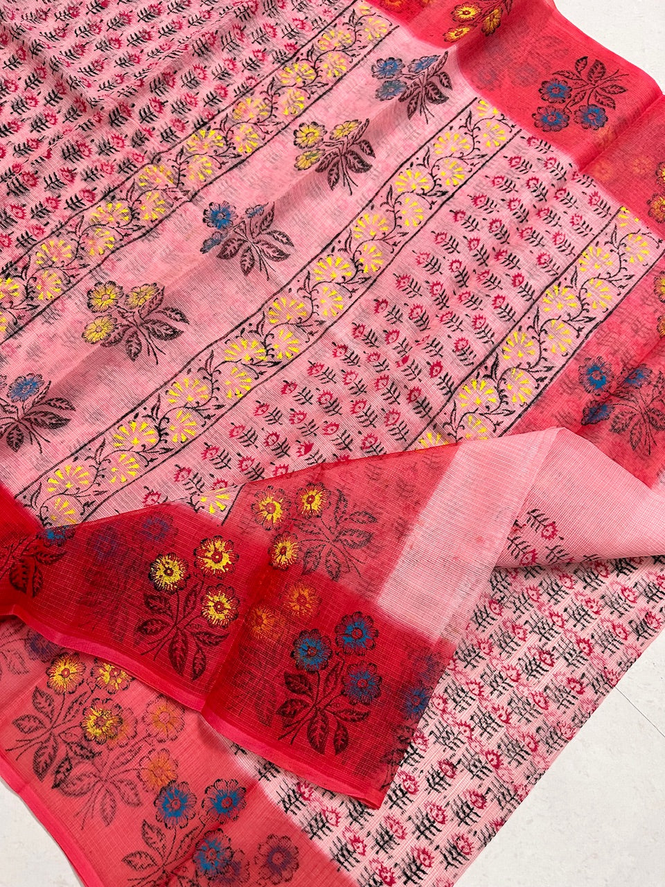 HandBlock Printed Kota Cotton Doria Saree