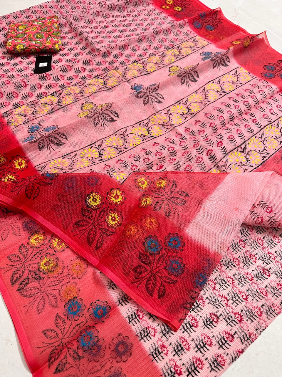 HandBlock Printed Kota Cotton Doria Saree