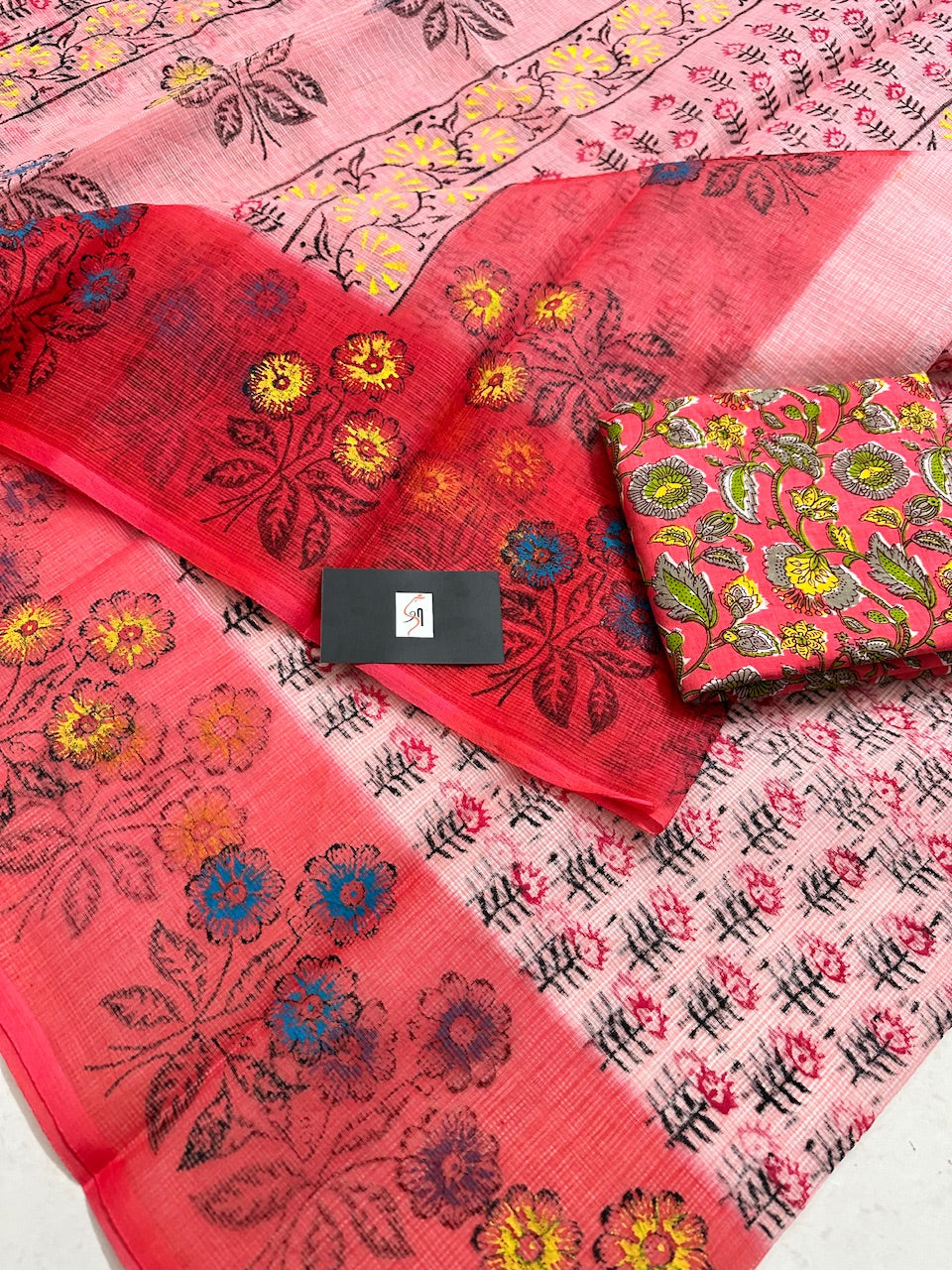 HandBlock Printed Kota Cotton Doria Saree