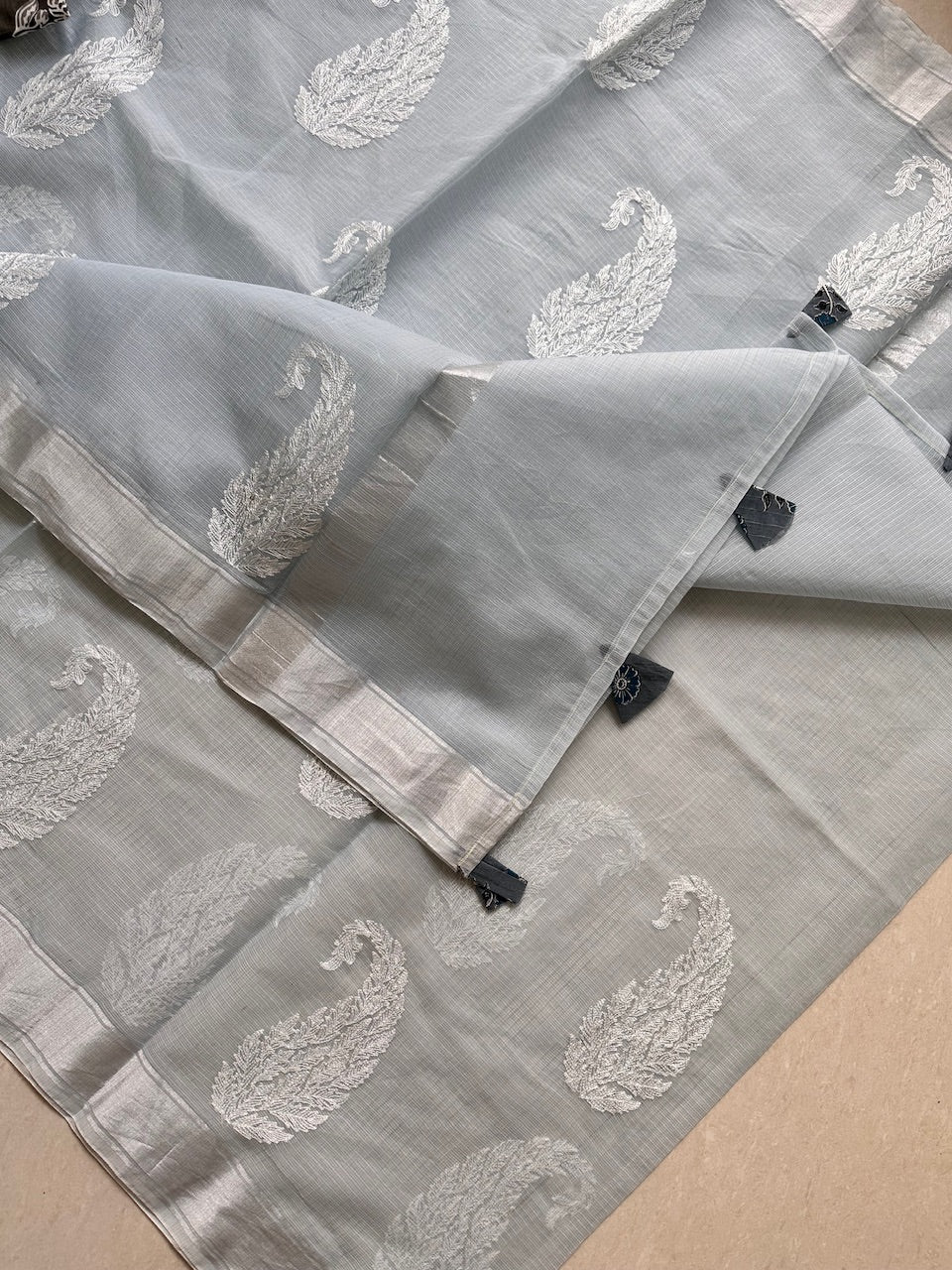 Embroidered Kota Cotton Doria Saree