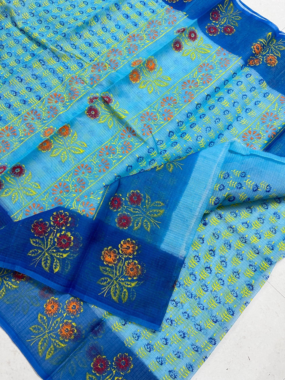 HandBlock Printed Kota Cotton Doria Saree