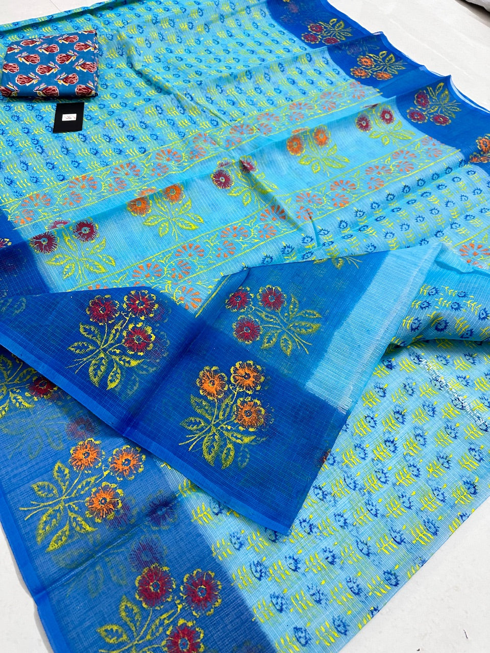 HandBlock Printed Kota Cotton Doria Saree