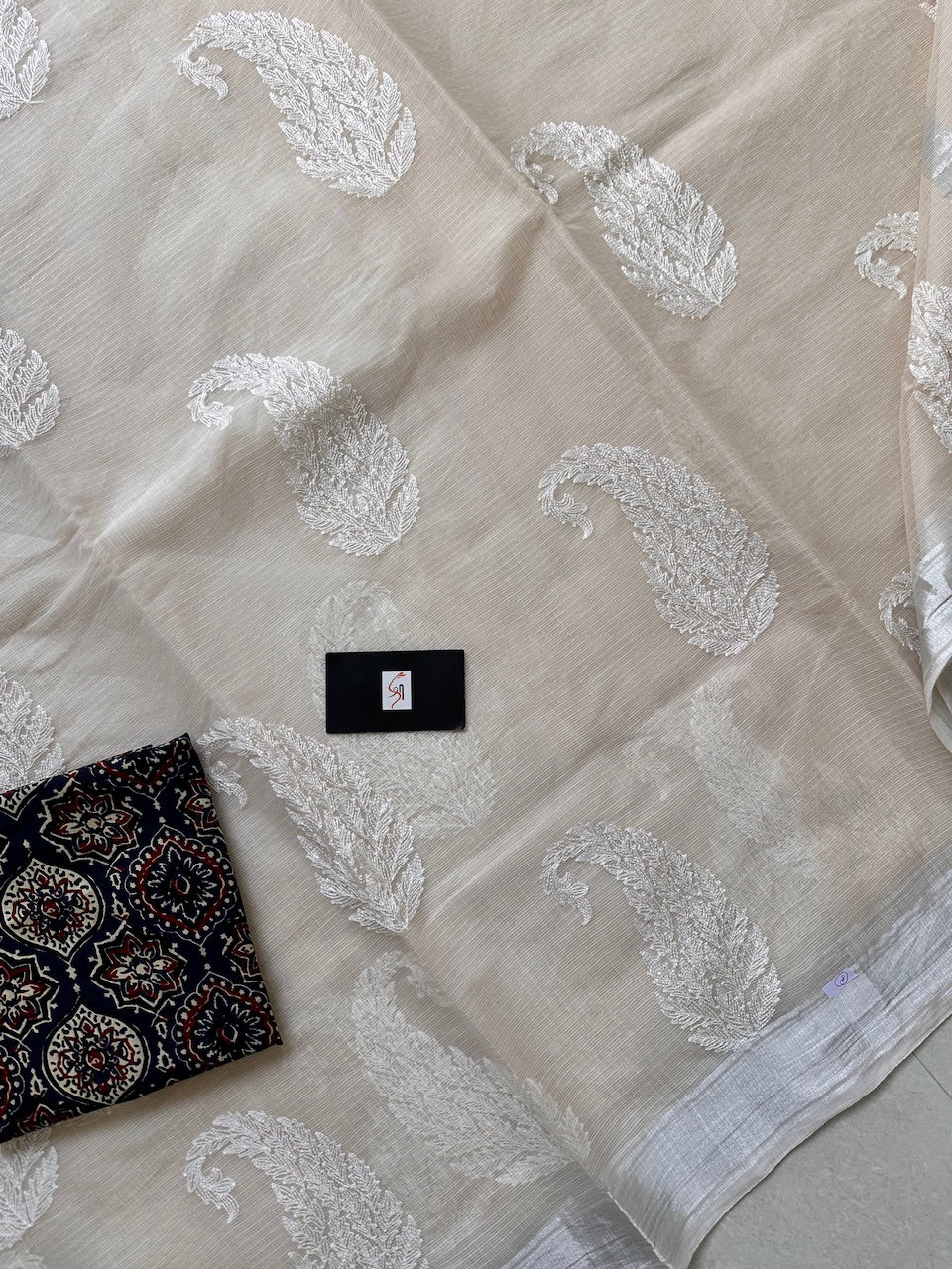 Embroidered Kota Cotton Doria Saree