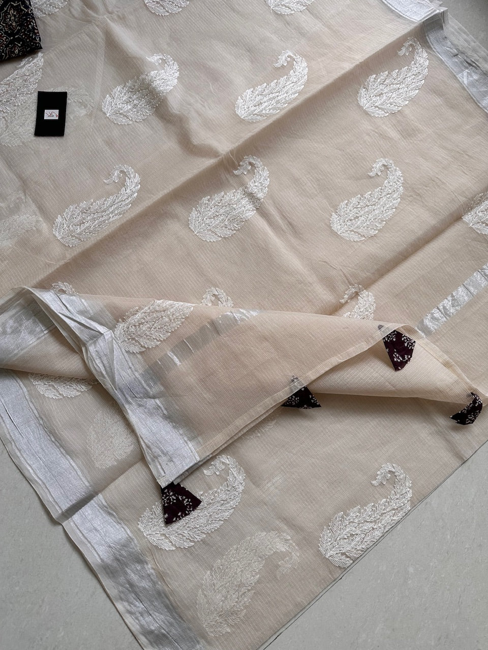 Embroidered Kota Cotton Doria Saree