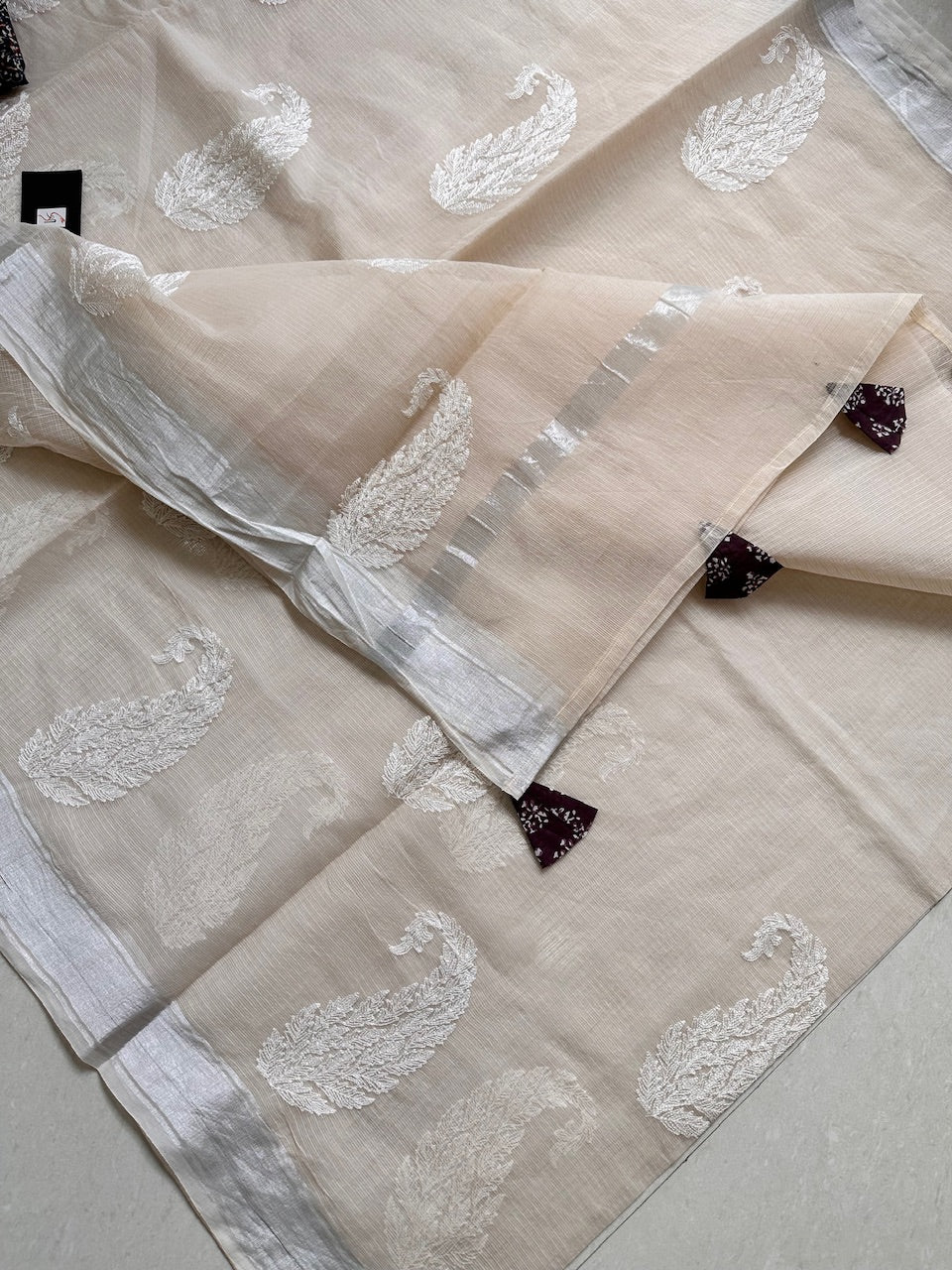 Embroidered Kota Cotton Doria Saree