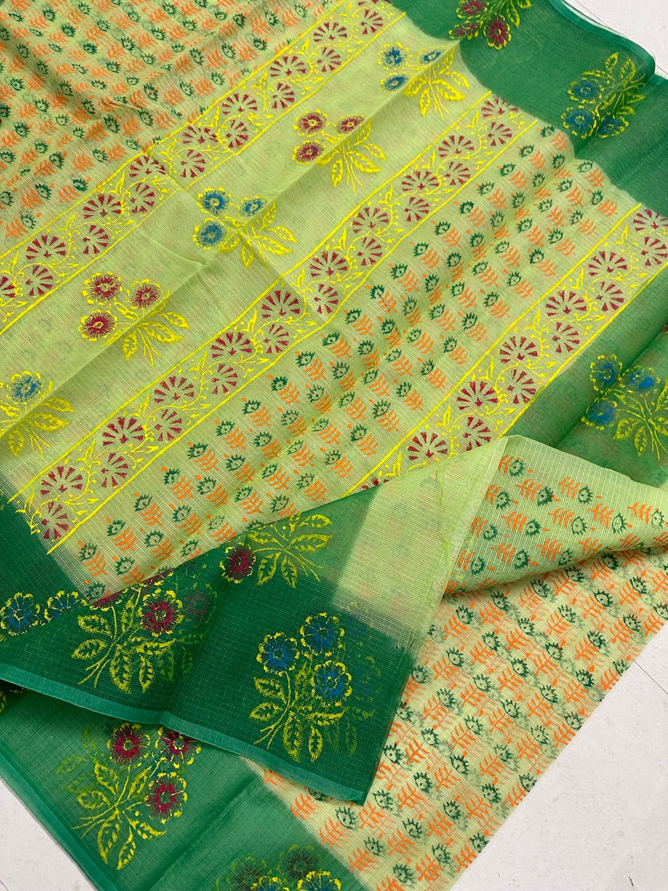 HandBlock Printed Kota Cotton Doria Saree