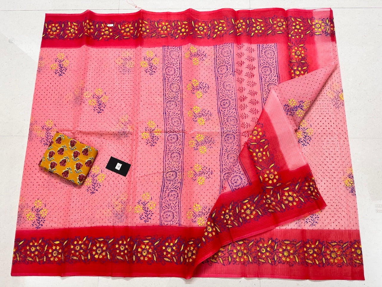 HandBlock Printed Kota Cotton Doria Saree