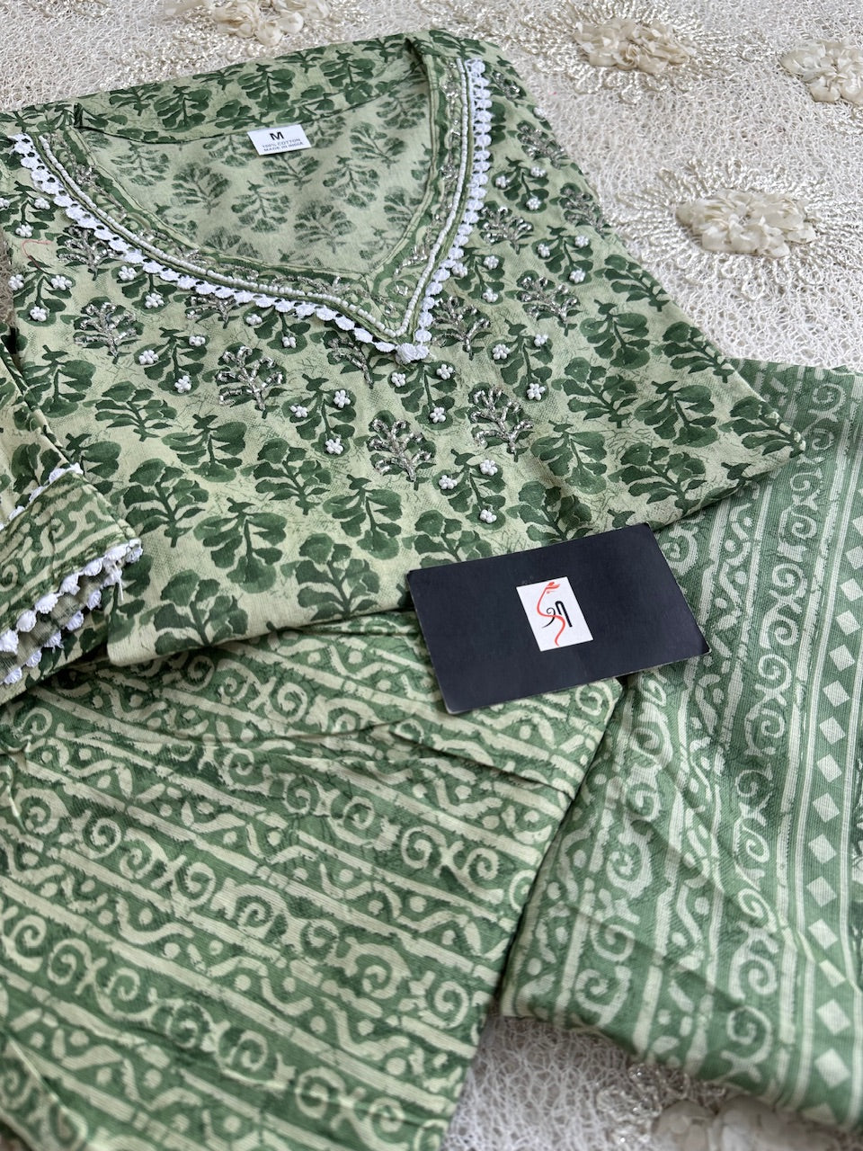 Pure HandBlock Printed Cotton Kurti N Pant with Dupatta