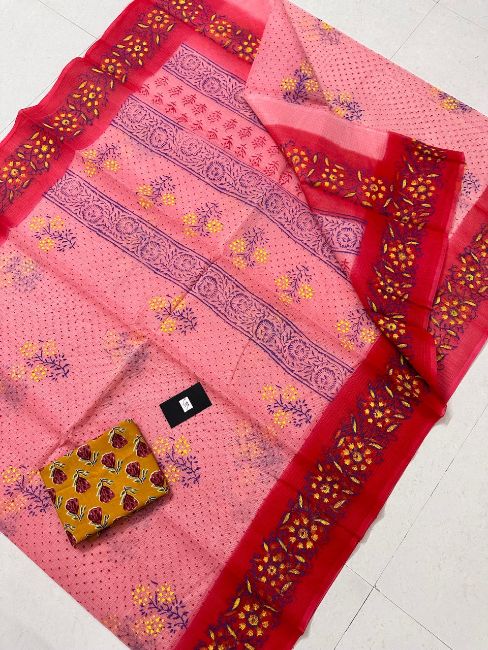 HandBlock Printed Kota Cotton Doria Saree